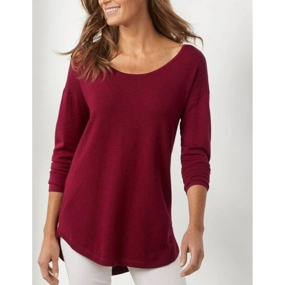 Soft Surroundings Margulies Sweater Exposed Zipper Maroon Size‎ Small